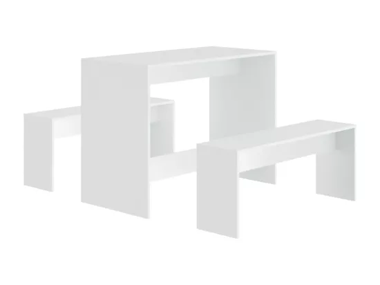 Ensemble à manger 3 pcs Blanc Bois d'ingénierie