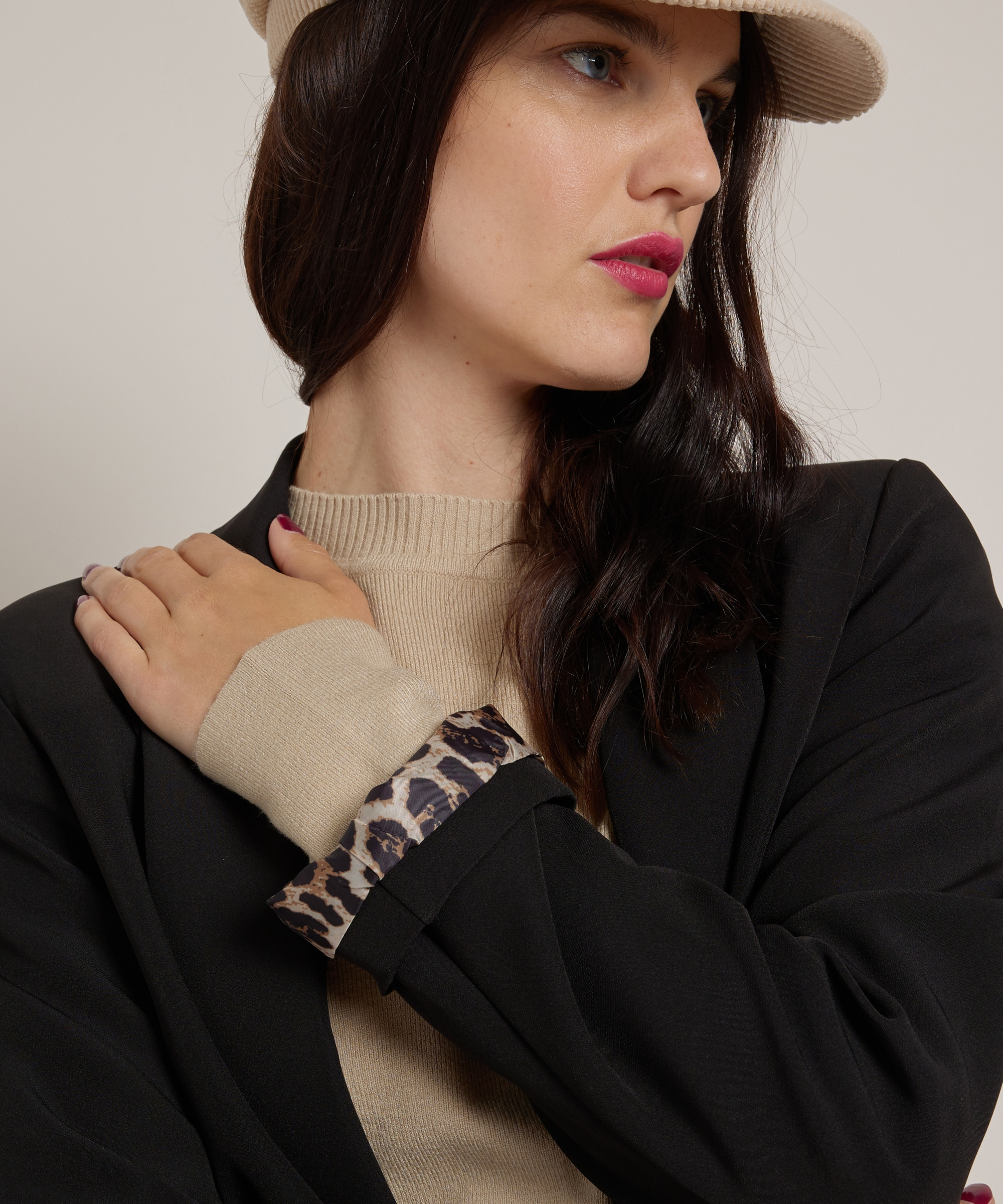 blazer met panterprint voering