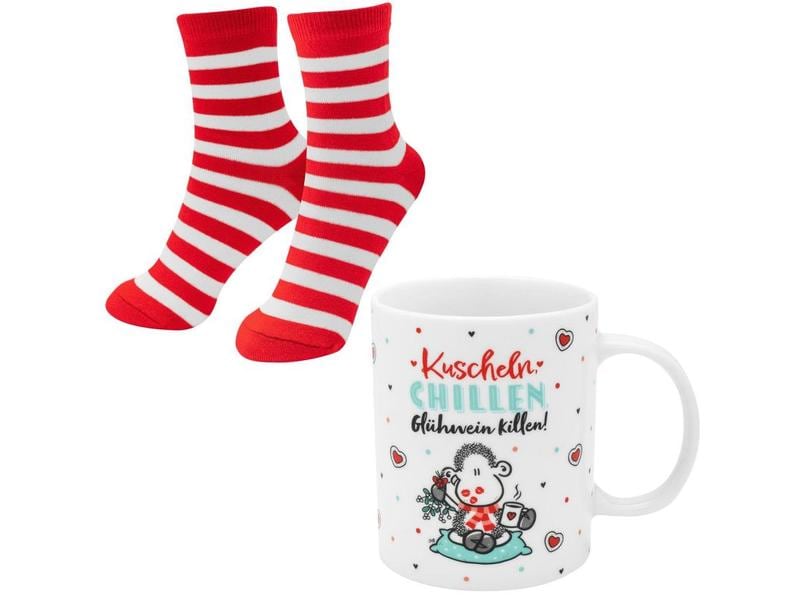 Sheepworld Tasse-Socken-Set Chill Grösse 36 - 40 Gute Laune Geschenk Set