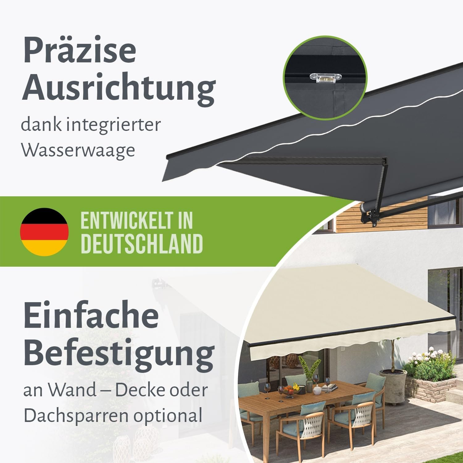 empasa manuelle Gelenkarmmarkise Markise 'Start' Sonnenmarkise Sonnenschutz Alu/Polyester komplett vormontiert, in verschiedenen Größen und Farben