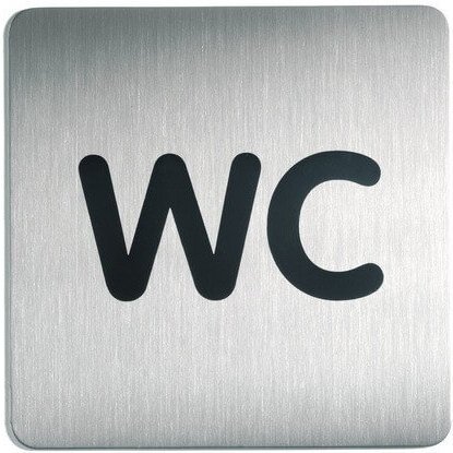 Plaque de porte WC carrée en alu brossé 150x150mm