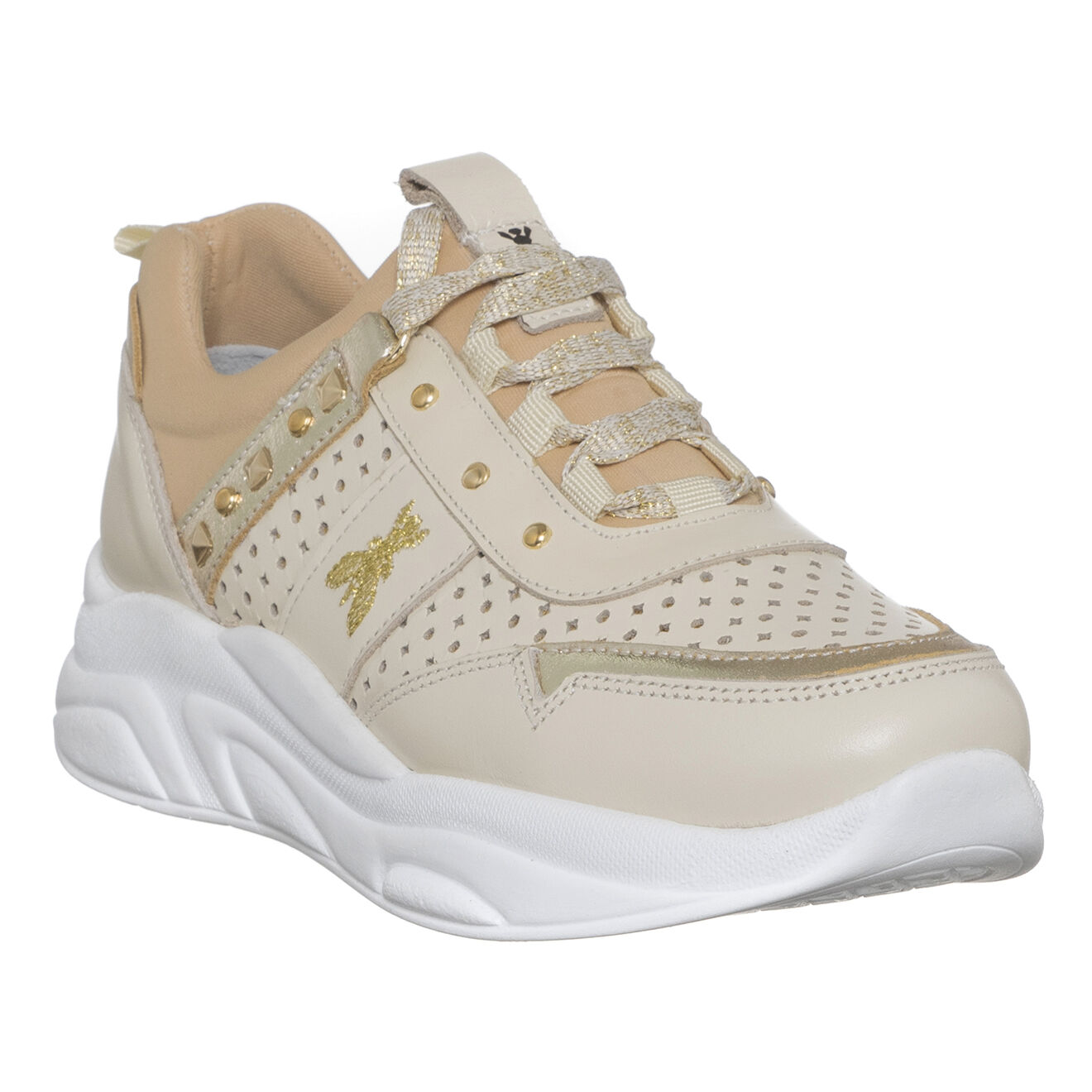 Patrizia Pepe Sneakers en Cuir & Toile Melia beige/rose