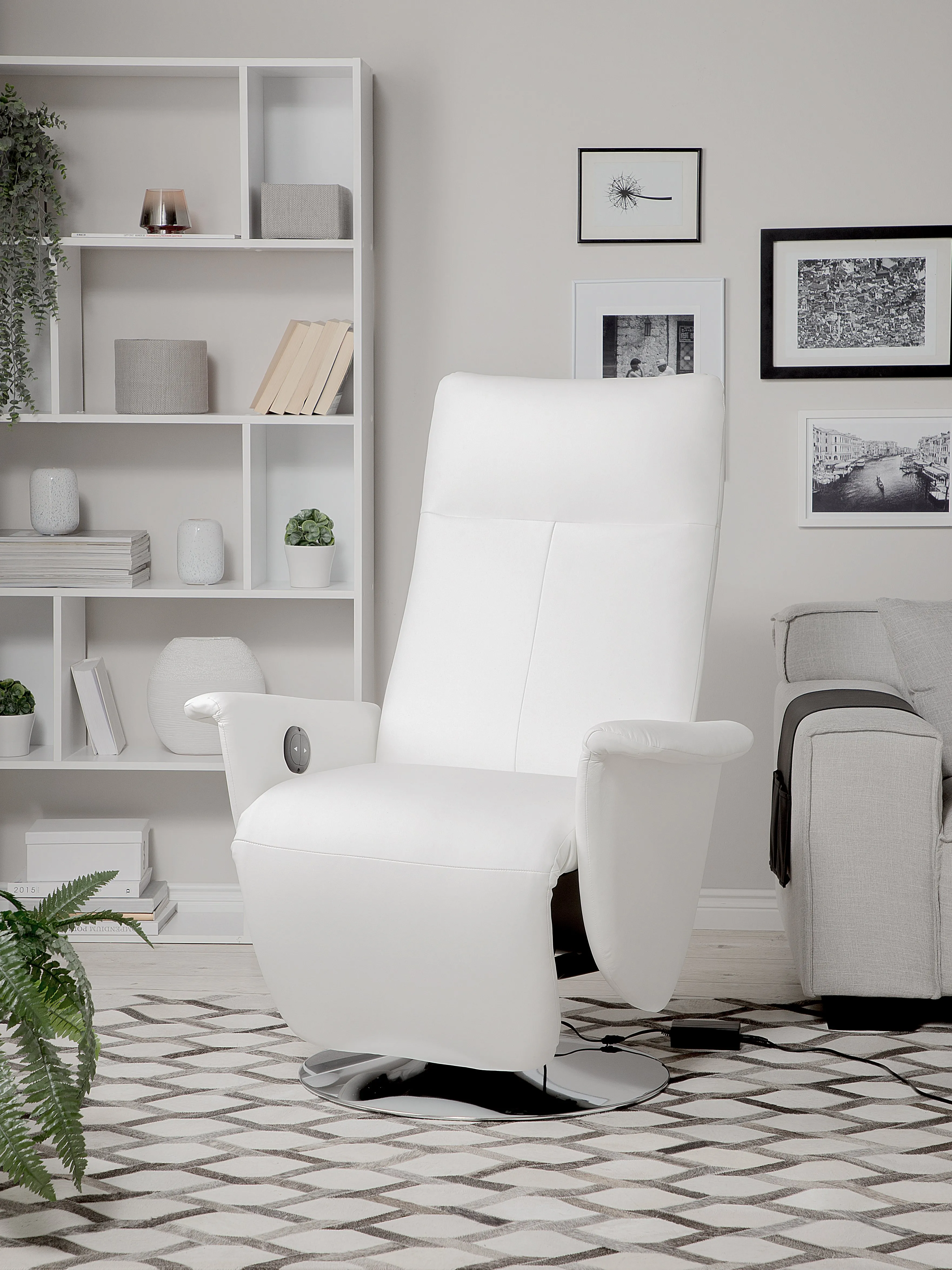 Relaxfauteuil PRIME inclusief voetensteun Kunstleer Wit