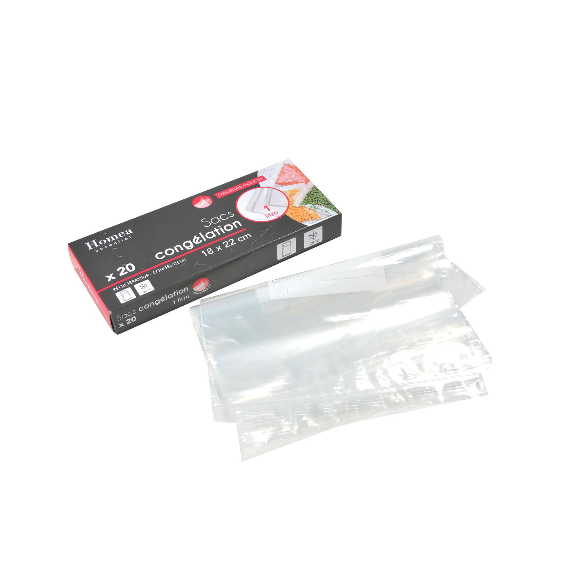 SET 20 SACS CONGELATION AVEC ZIP 1L D.18X22CM