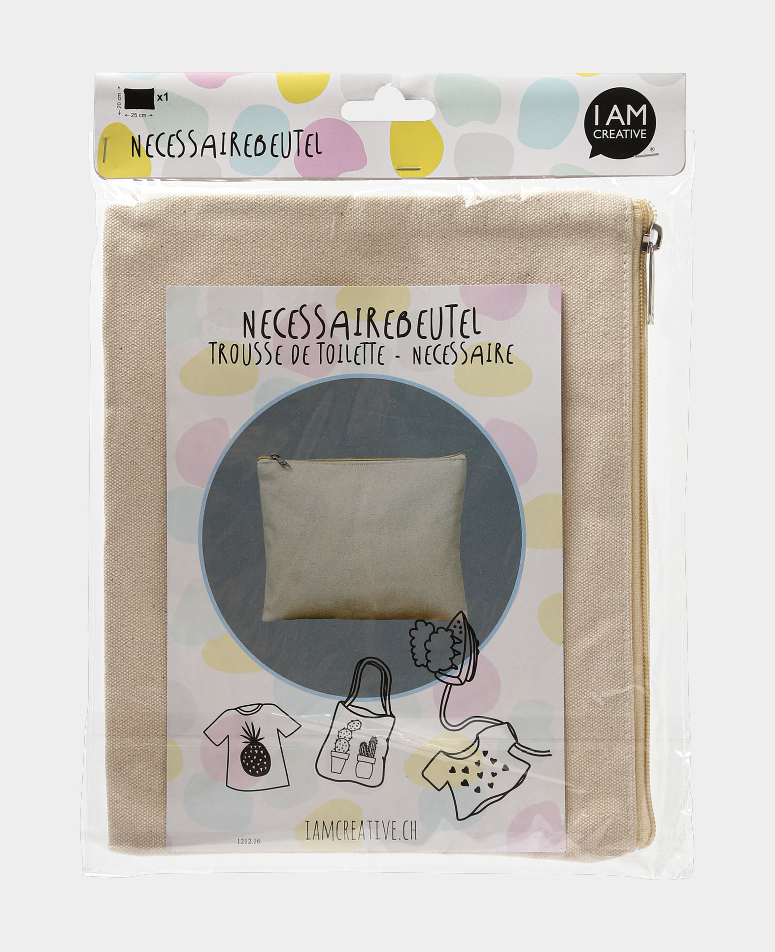 (25x20cm) Baumwolle Kulturbeutel  DIY Necessaire mit Reissverschluss - Ecru