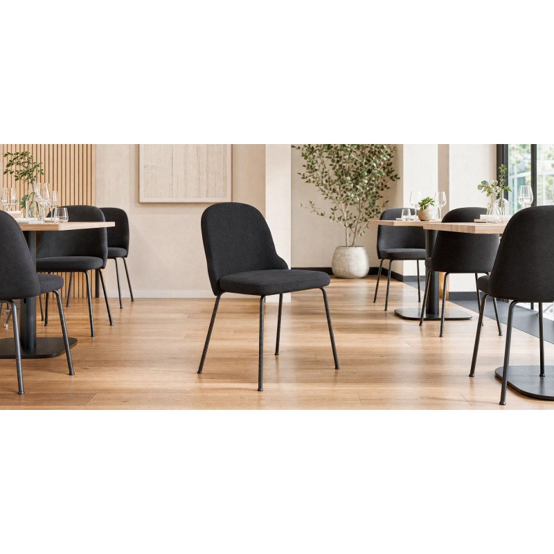 Chaise  BELLA, velours, pieds noirs