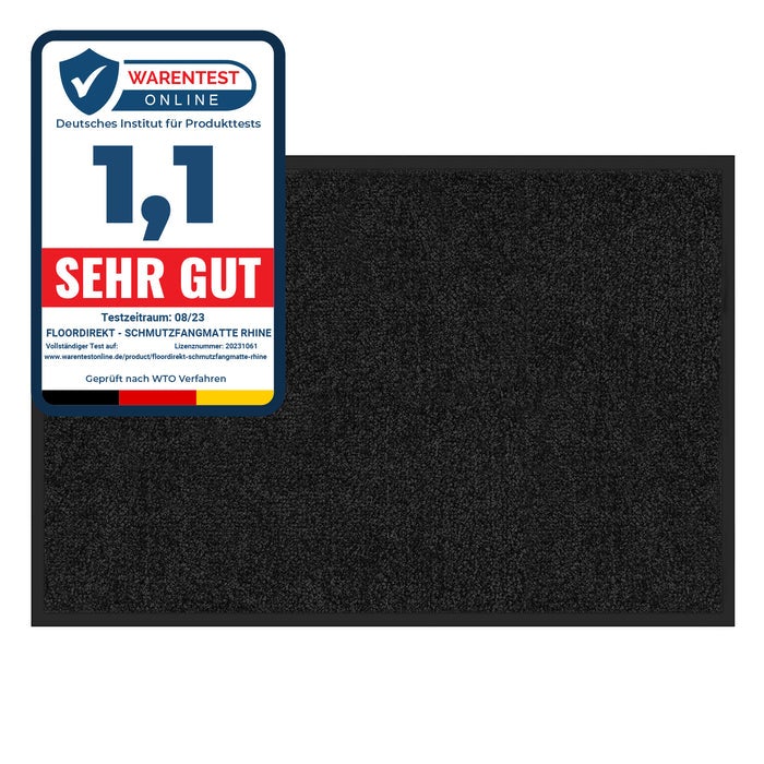 Deurmat Rijn - Unicolor - Vuilvangmat voor binnen & buiten - Zwart / 40 x 60 cm