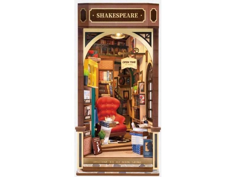 RoboTime Bausatz Book Nook Shakespeare's Bookstore 3D-Puzzle aus lasergeschnittenen Holzteilen