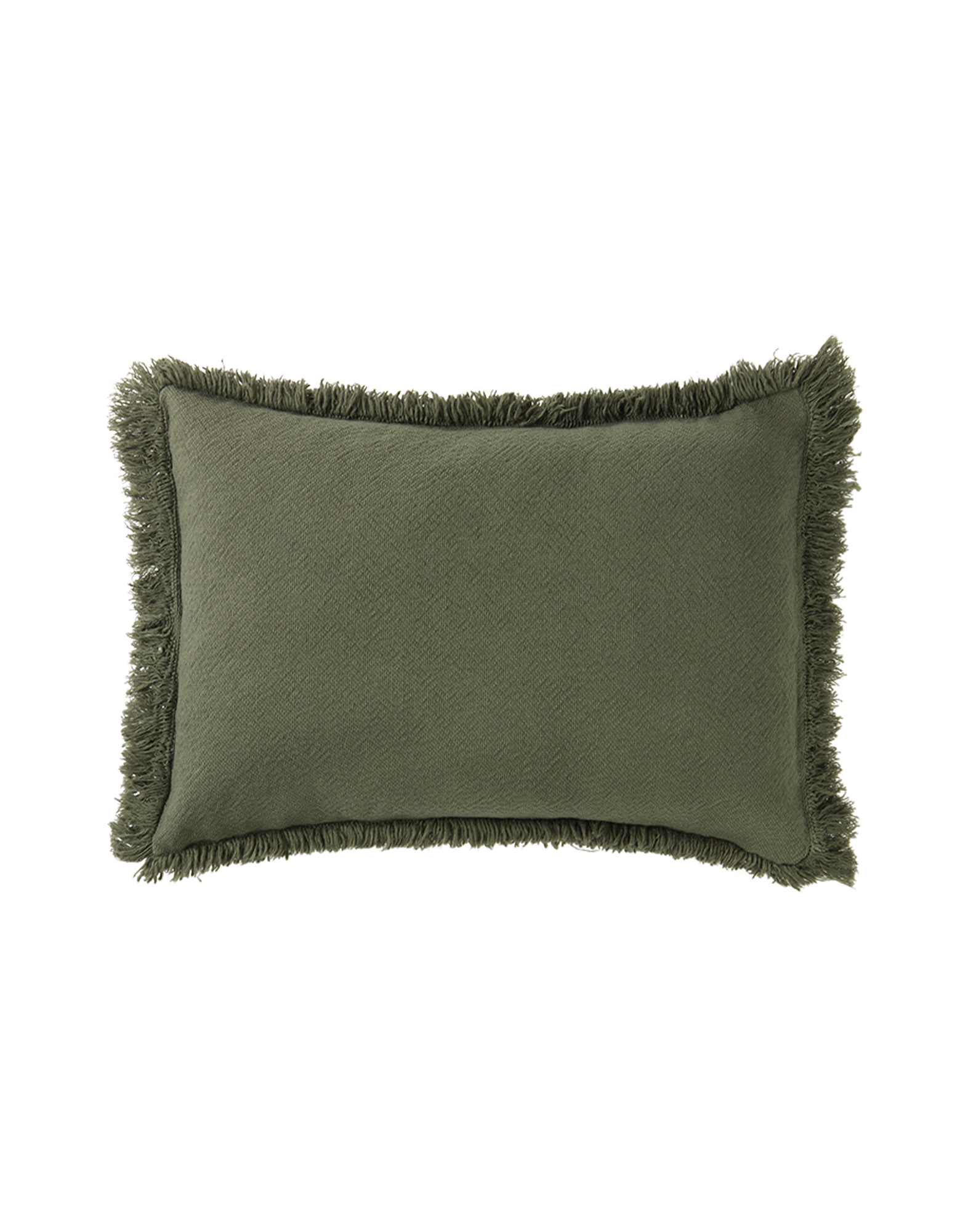 Coussin à franges landscape en coton lavé | Vert