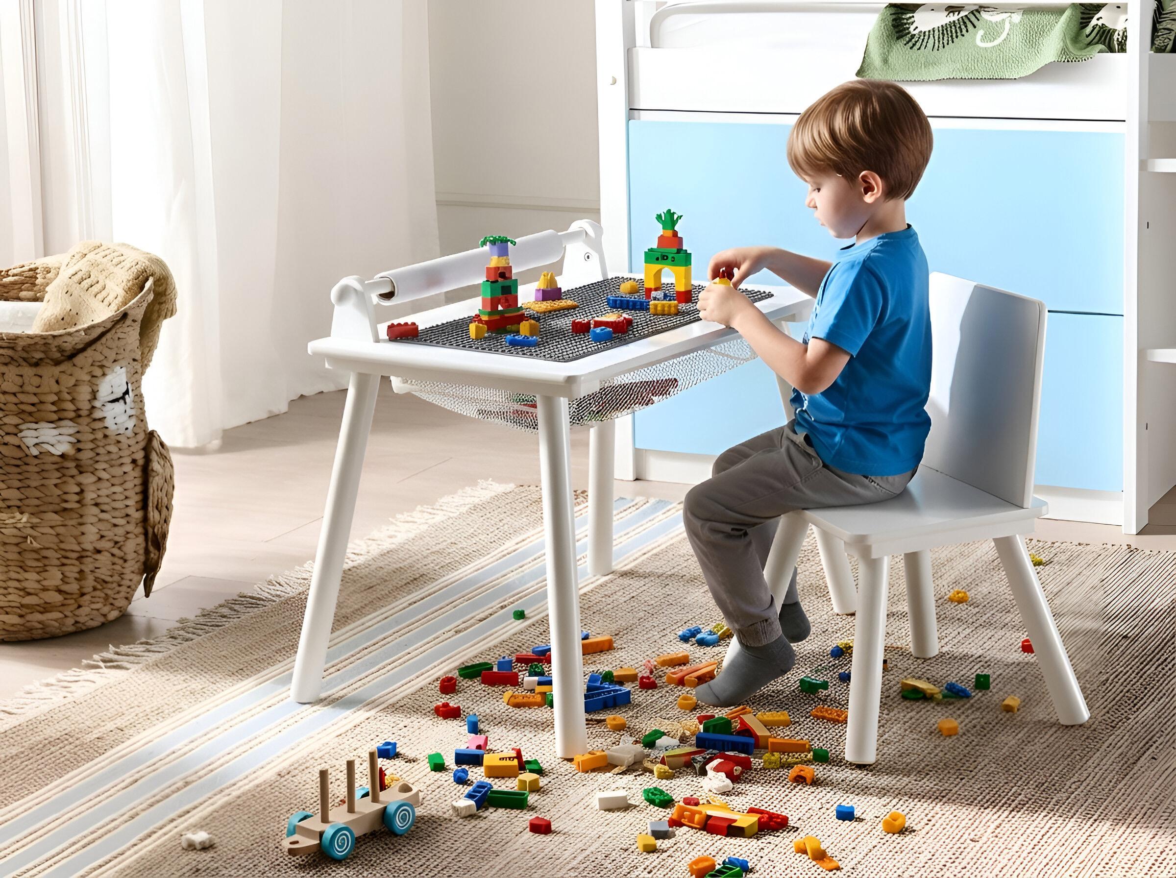Kindertafel en stoel set MOONTA Wit