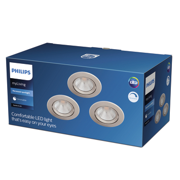 Philips inbouwset LED Sparkle 3x5.5W nikkel 2700K