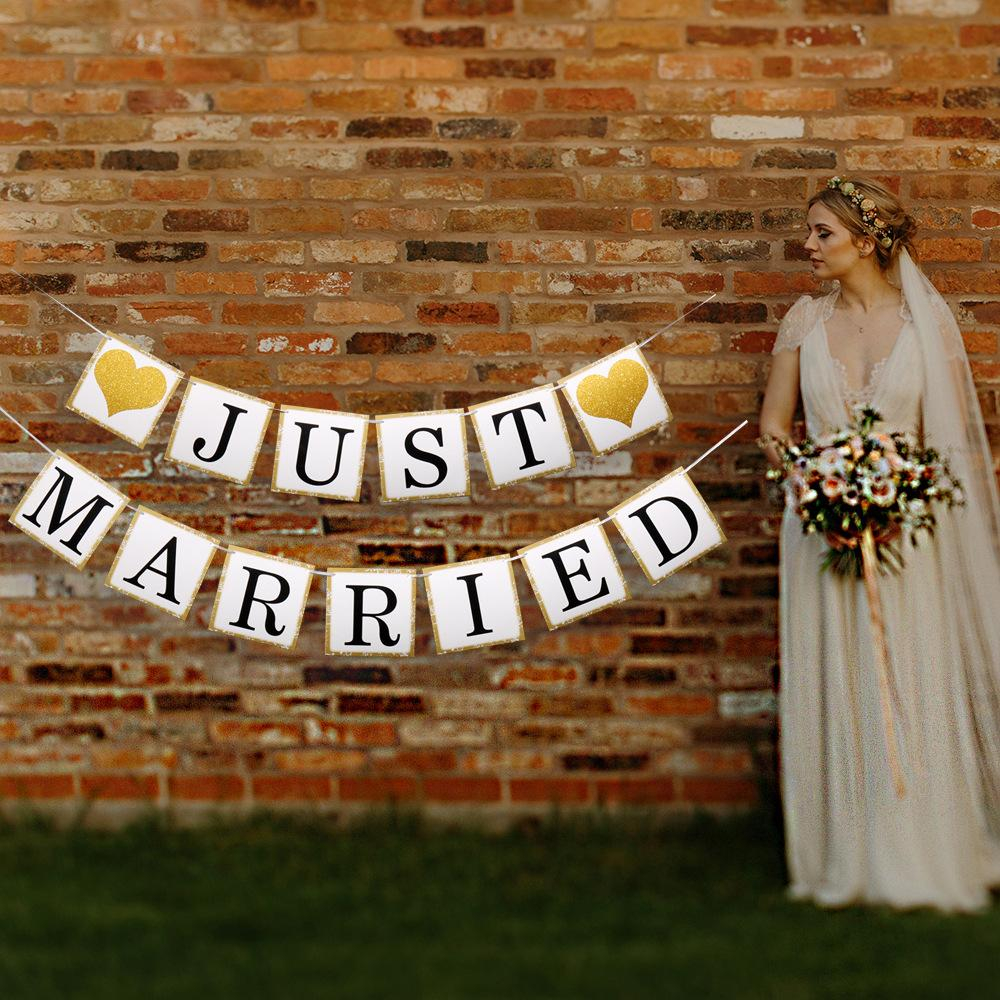 Just Married Hochzeits Girlande Party Dekoration Accessoire - Gold