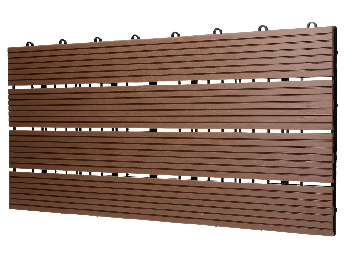 ECD Germany WPC Carreaux 60x30 cm - 24 Pièces par 4m² - avec Aspect de Bois - Marron Clair - Dalles