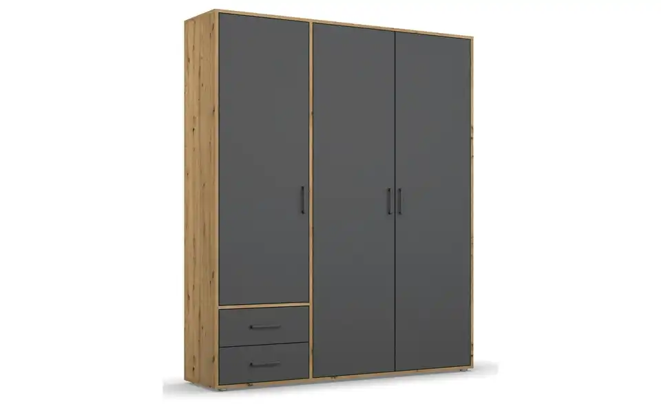 Drehtürenschrank Absetzung: Eiche Artisan 140 cm 3 Stück
