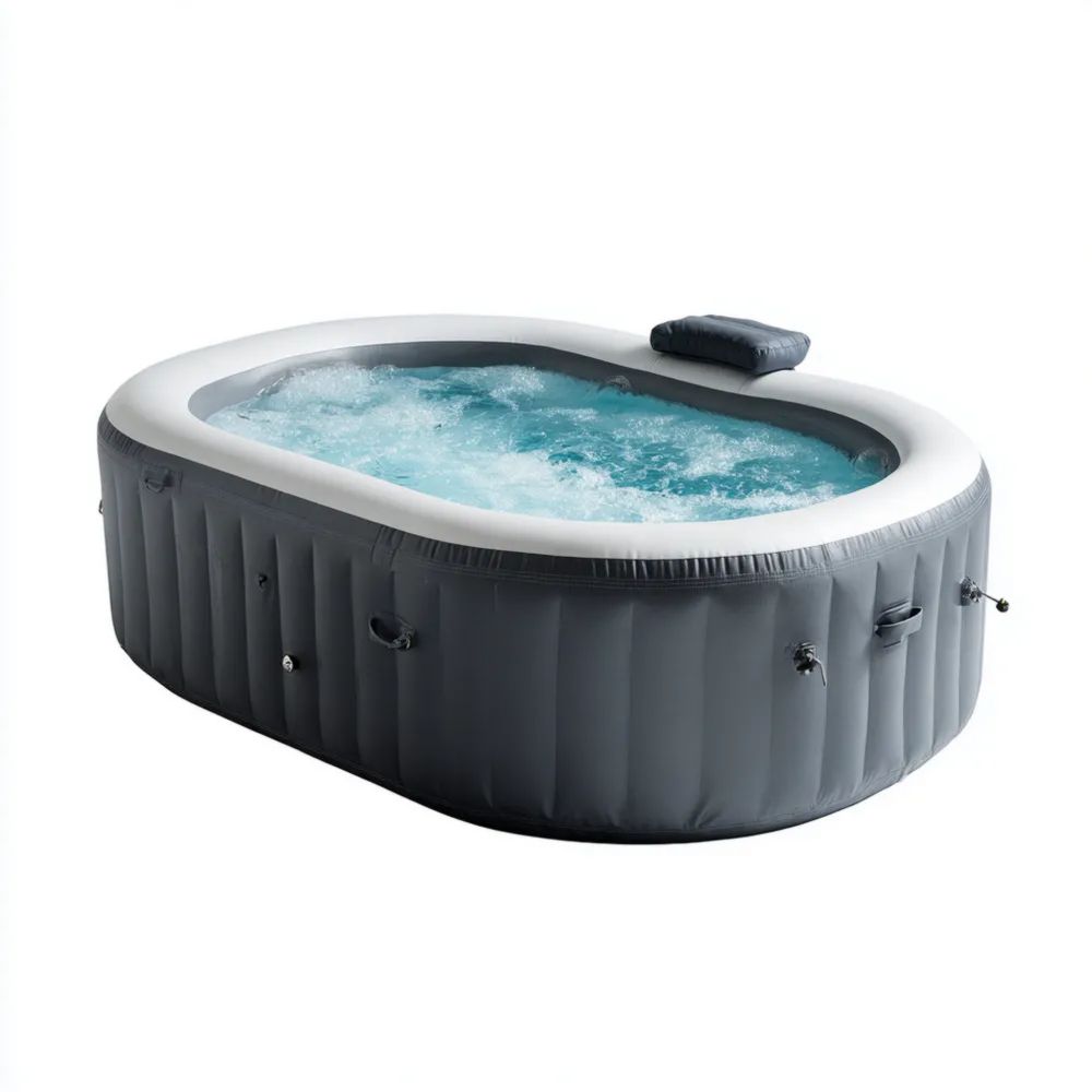 Aufblasbarer Whirlpool 185x125x65 cm – Grau – Tragbar