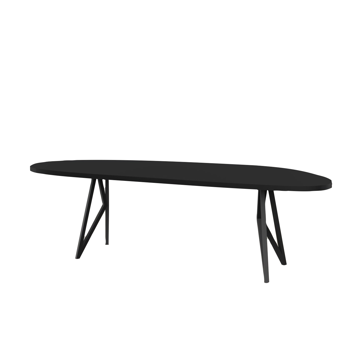 Studio HENK tafel Butterfly Blob - zwart frame, HPL Fenix nero ingo 260 x 100 | HPL Fenix Nero Ingo | Rechte Rand | Frame Zwart