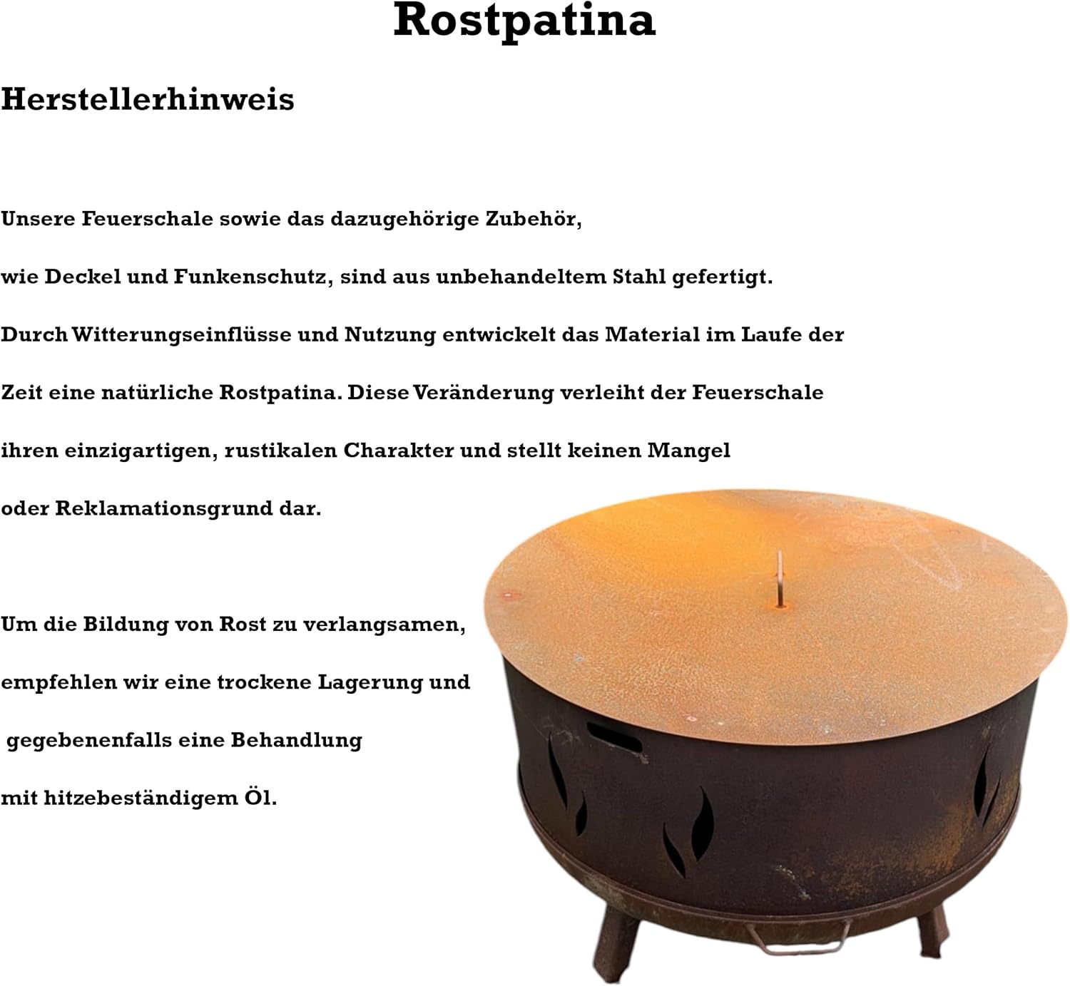 Feuerschale Palma 80 cm mit Holzfach, Feuerschale - Feuerstelle für den Garten, Terrasse und Balkon, Feuertonne und Feuerkorb (Ø 80cm Palma)