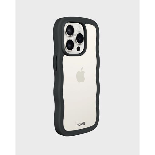 holdit Iphone 15 Pro Transparent Wavy Cover, Black/Transparent