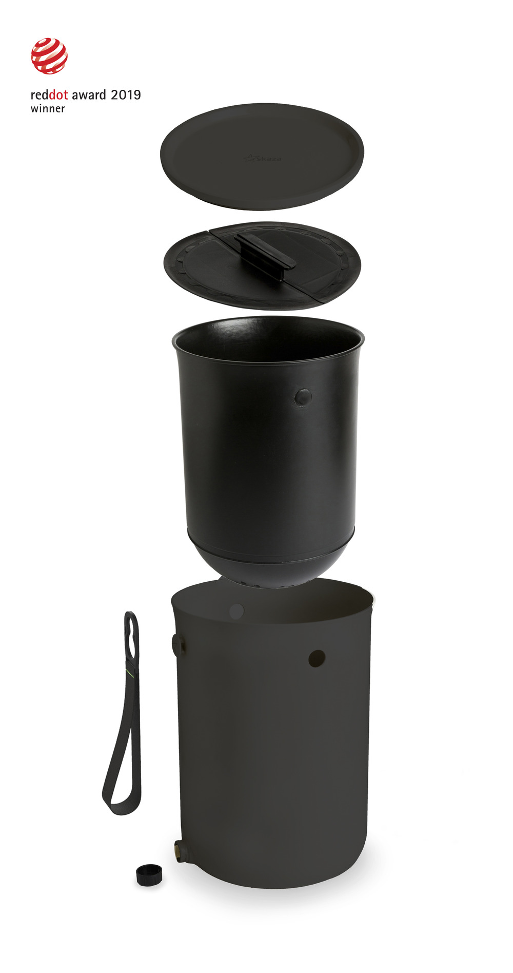 Skaza lot de 2 composteurs bokashi ocean organko 2-1kg brain- noir-2x9.6l