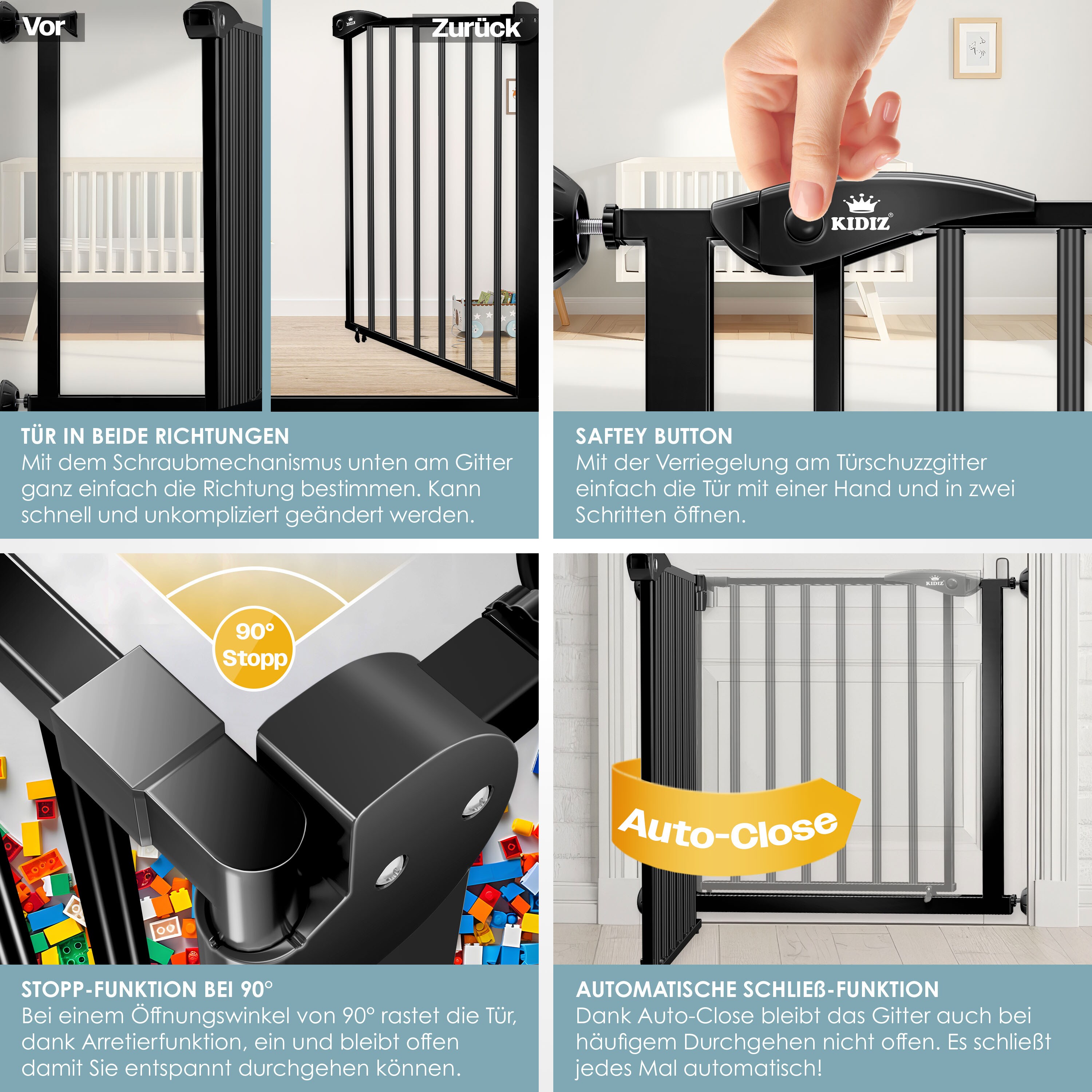 Kidiz® Türschutzgitter ? Absperrgitter ? Treppengitter ? Kindergitter | Gitter Haustier |
