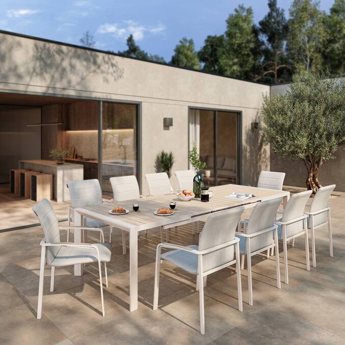 Fauteuil de jardin empilable DIESE Ivoire & Argile