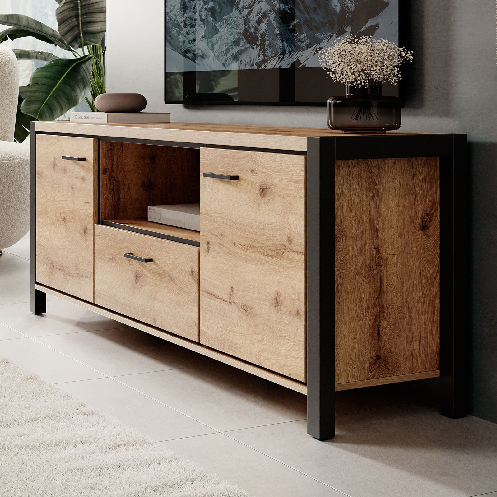 Acapulco - TV-Meubel - Eiken/zwart - 180 cm