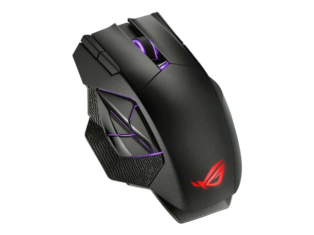 ASUS ROG Spatha X - Mus - højrehåndet - optisk - 12 knapper - trådløs, kablet - USB, 2.4 GHz - sort