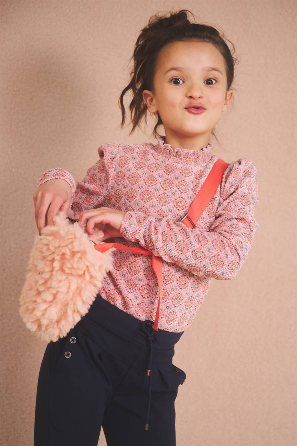 NONO longsleeve Koss met all over print lichtroze