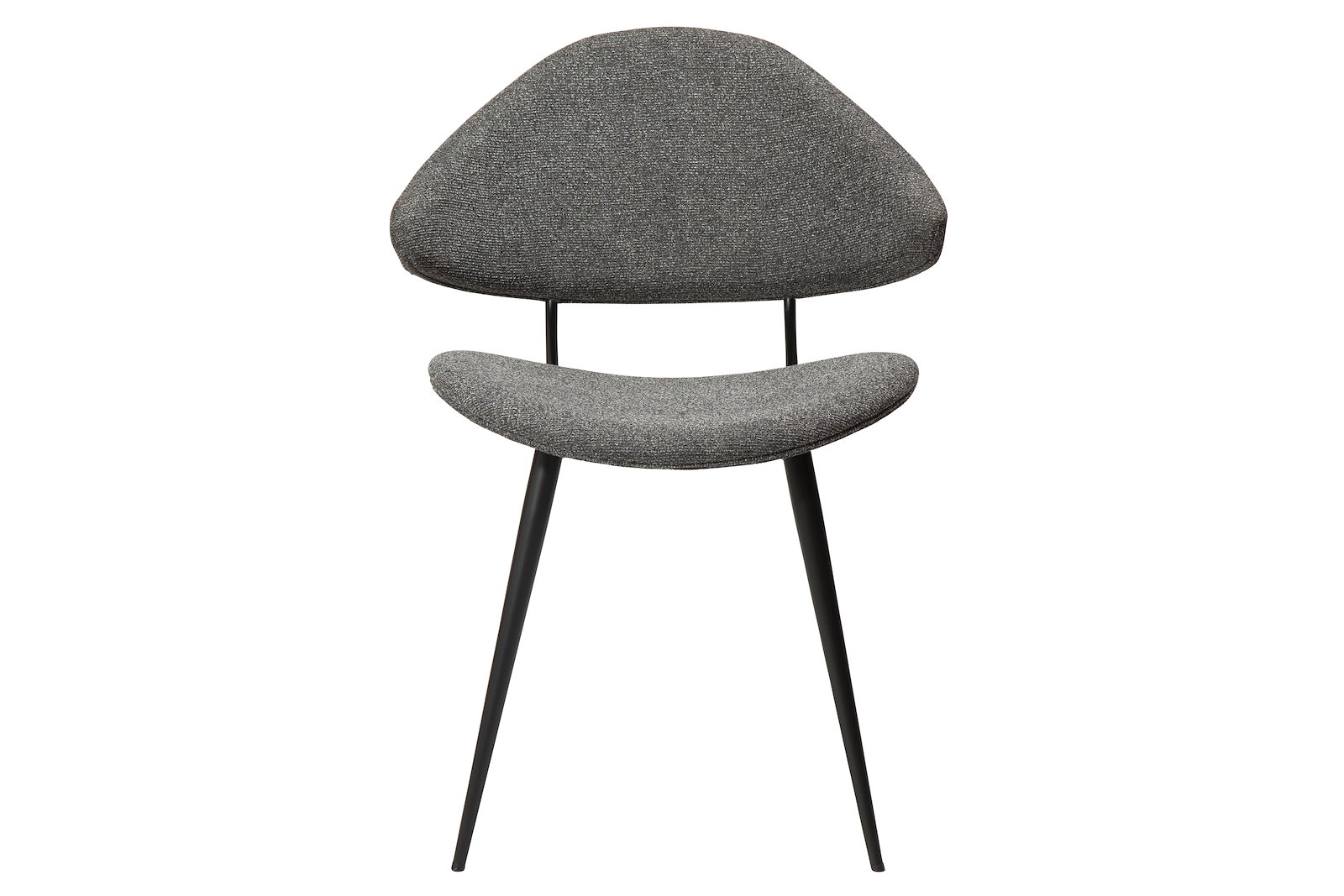 Napoleon spisestol Tekstil Bouclé Pebble Grey og sorte ben.