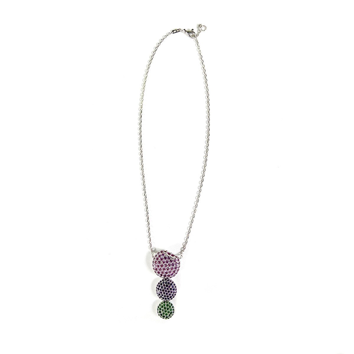 Collier d'occasion or 750 blanc saphirs rubis améthystes