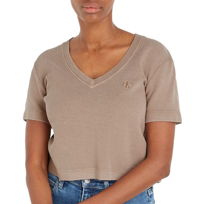 Calvin Klein Waffle V-neck Shirt Dames