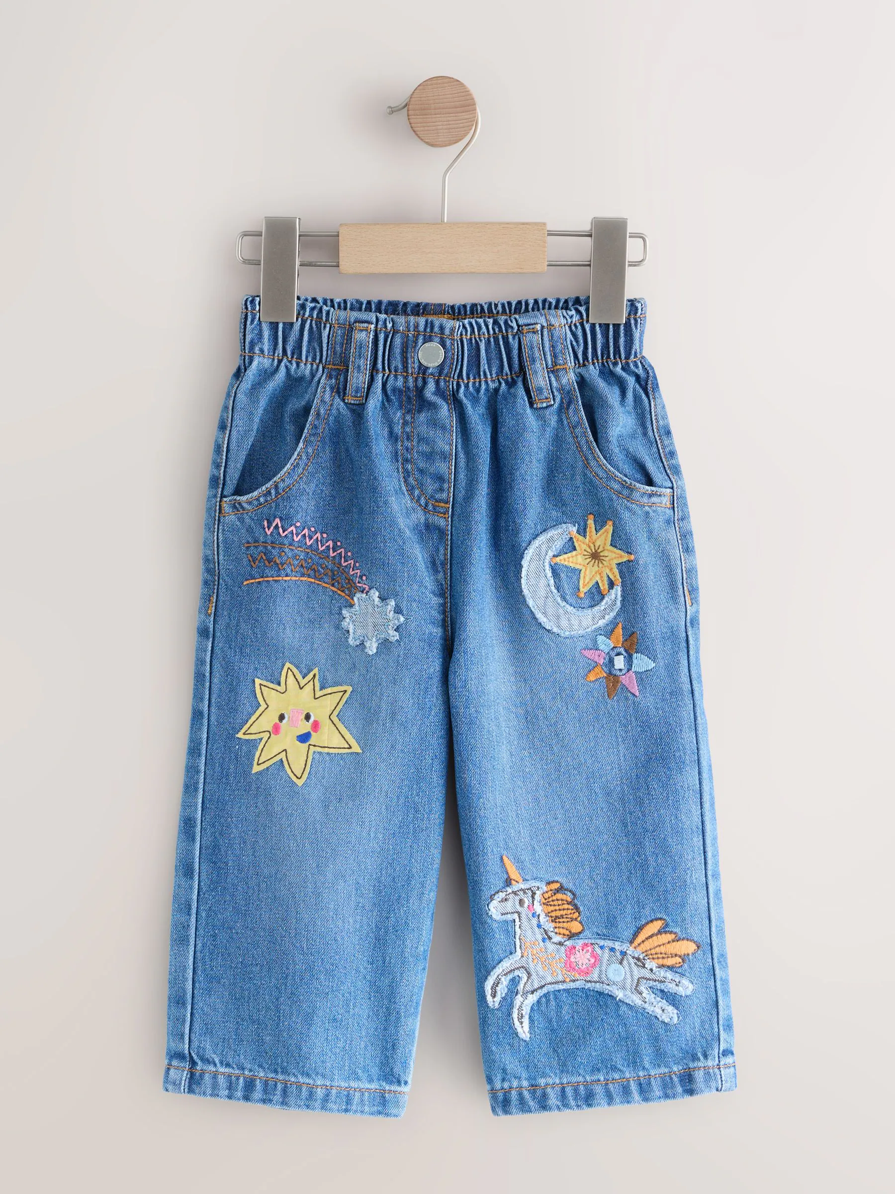 Denim - Jeans versierd met eenhoorns (3mnd-7jr)