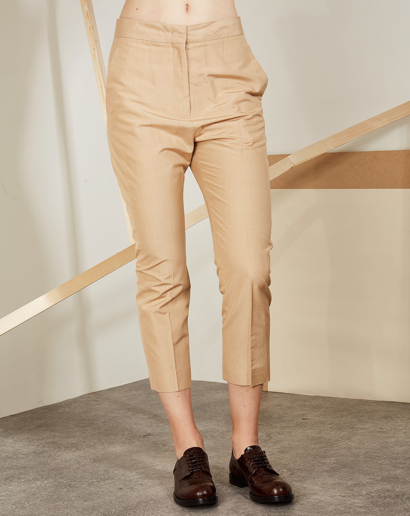 Jil Sander Pantalon 100% Soie Attila beige