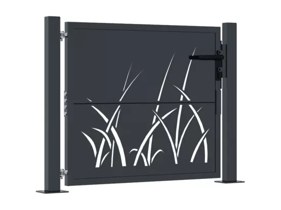 Portail de jardin anthracite 105x80 cm acier conception d'herbe