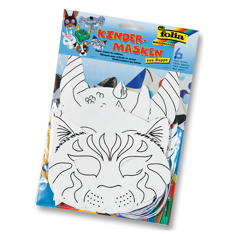 Folia Kindermasken, 6 Motive, assortiert, weiss