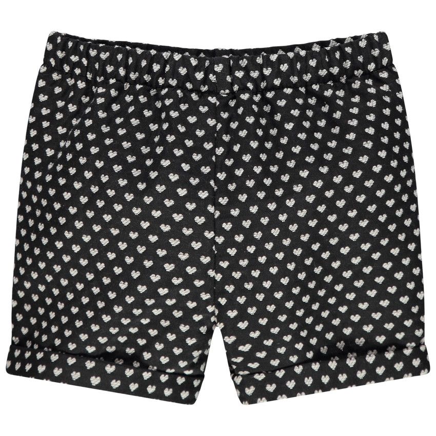 Short à coeurs en jacquard et poches - Noir
