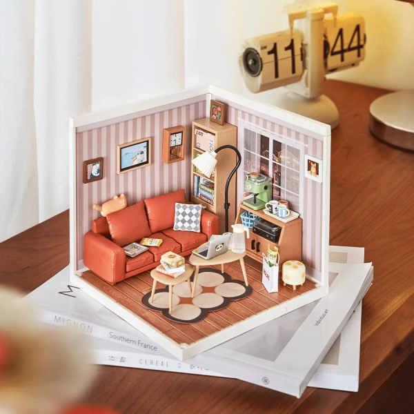 (114-tlg. Set) Rolife Super Store Modell Bausatz DIY Miniatur Wohnzimmer für Smiski Figuren (DW007) - Cozy Living Lounge