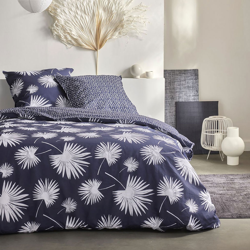 Parure housse de couette Sunshine bleu marine 260x240cm