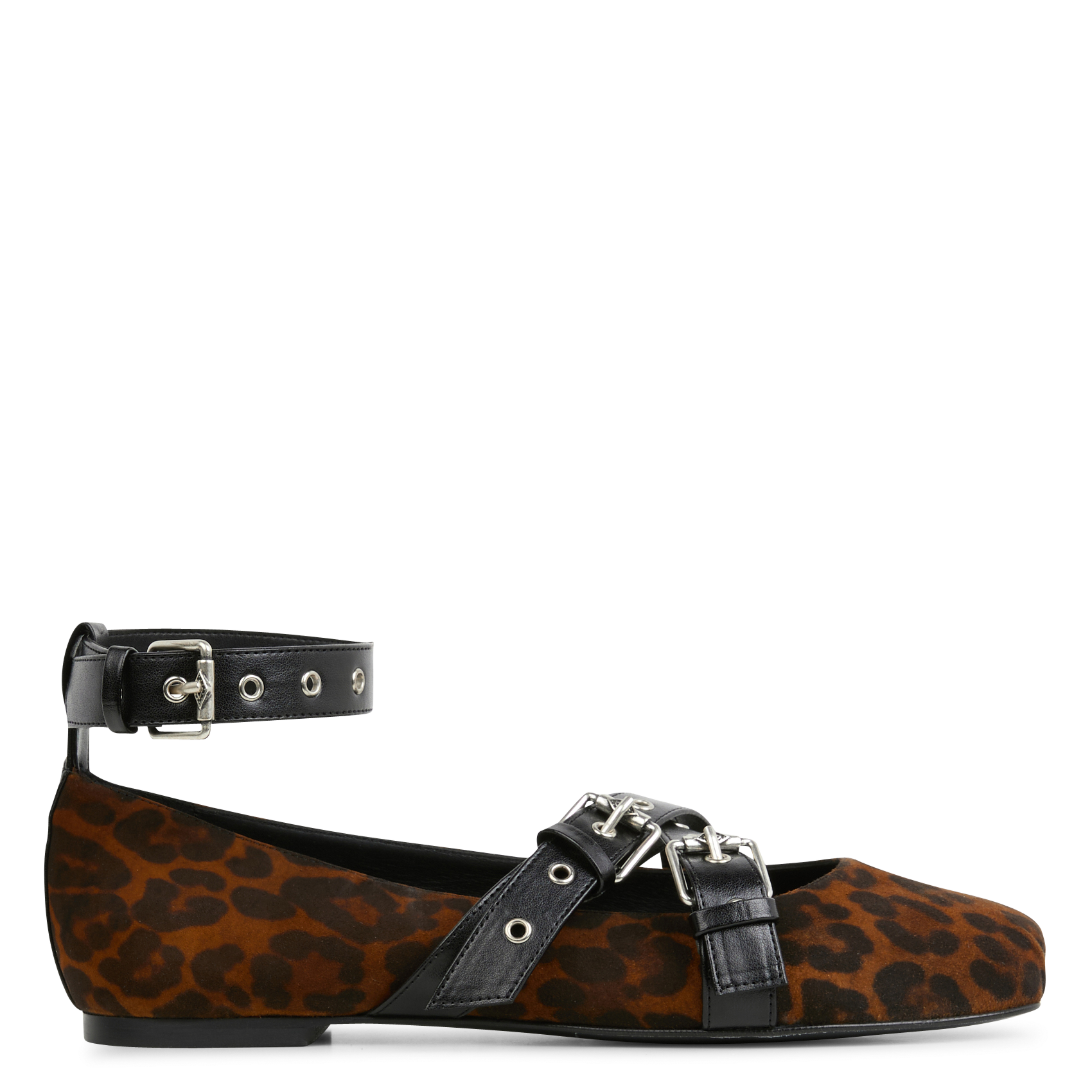 CHIARA - Ballerines imprimée en cuir velours | Marron