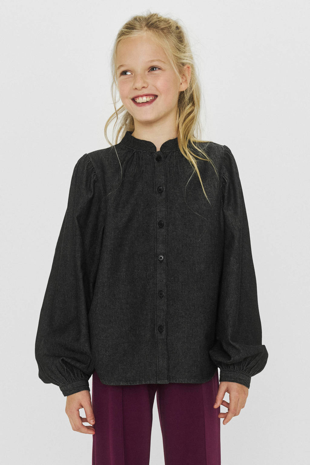 Me & My Monkey blouse Robin chambray grijs