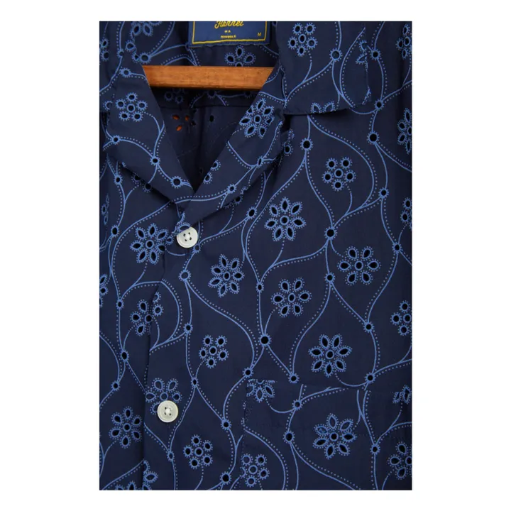 Portuguese Flannel Chemisette Rendi | Bleu marine