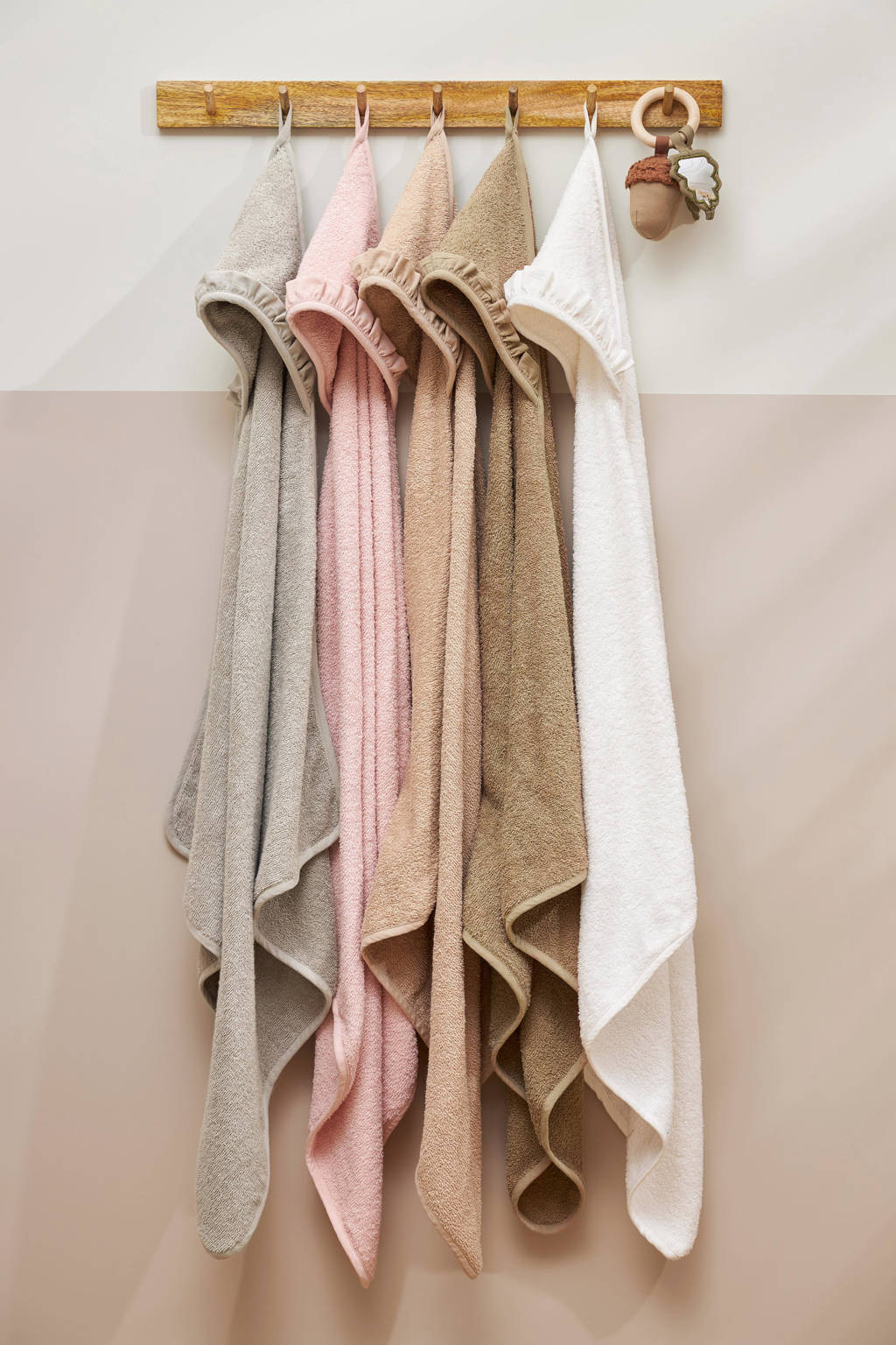 ruffle badcape badstof greige