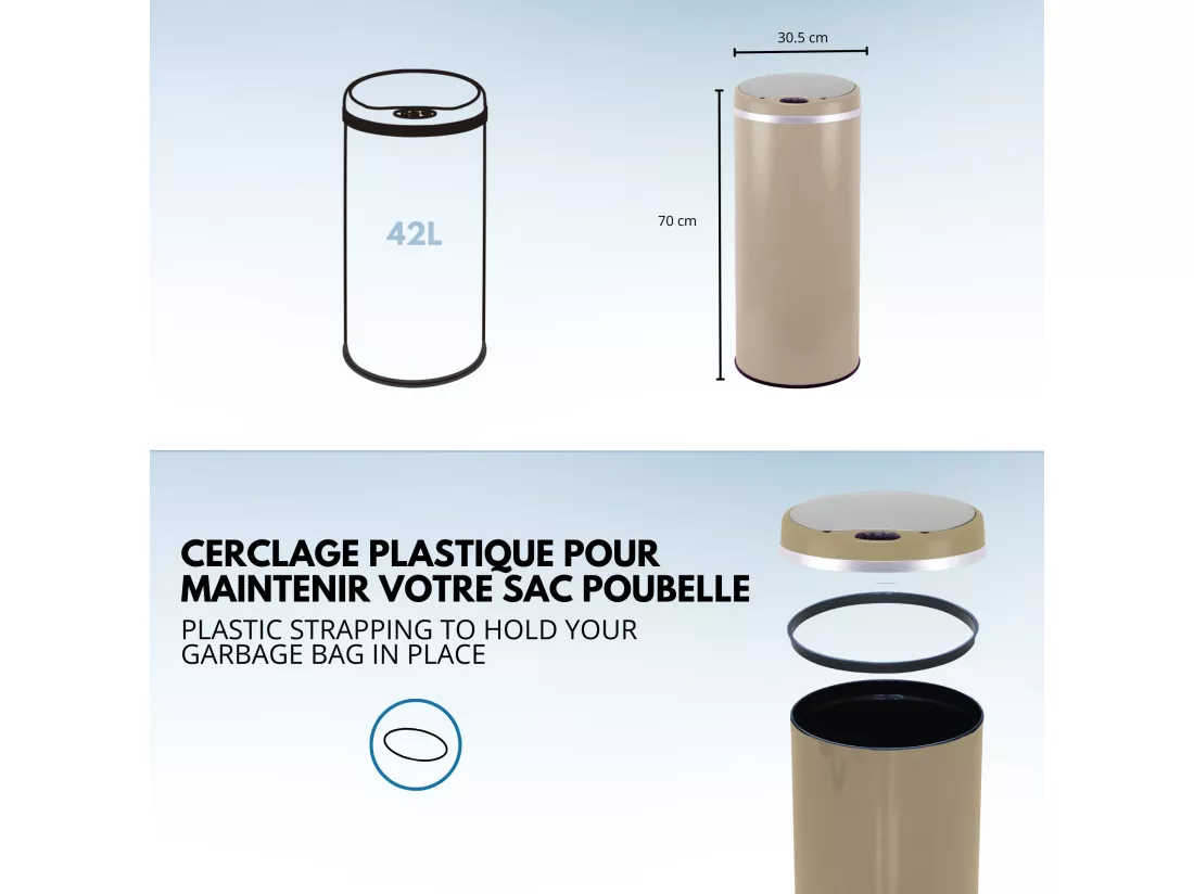 Poubelle de cuisine automatique SOHO Taupe Acier inoxydable 42 L
