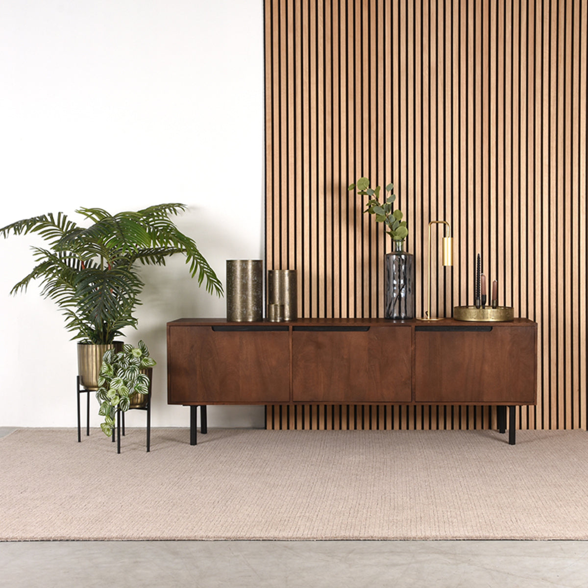 LABEL51 - Tv-Meubel Rio 180 cm - Espresso Mangohout - Zwart Metaal