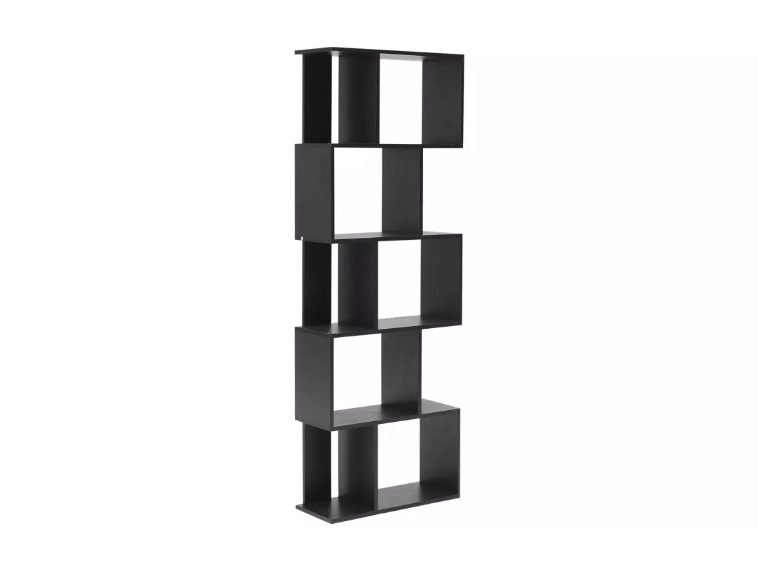 Bibliotheque Etageres Bois Noir Design Moderne 172,5x60x24
