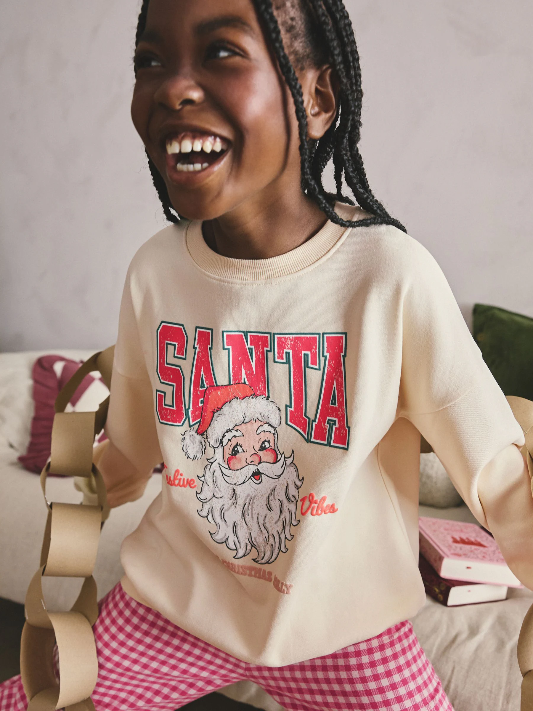 Rood/ecru Kerstman - Sweatshirt Pyjama's (2-16jaar)
