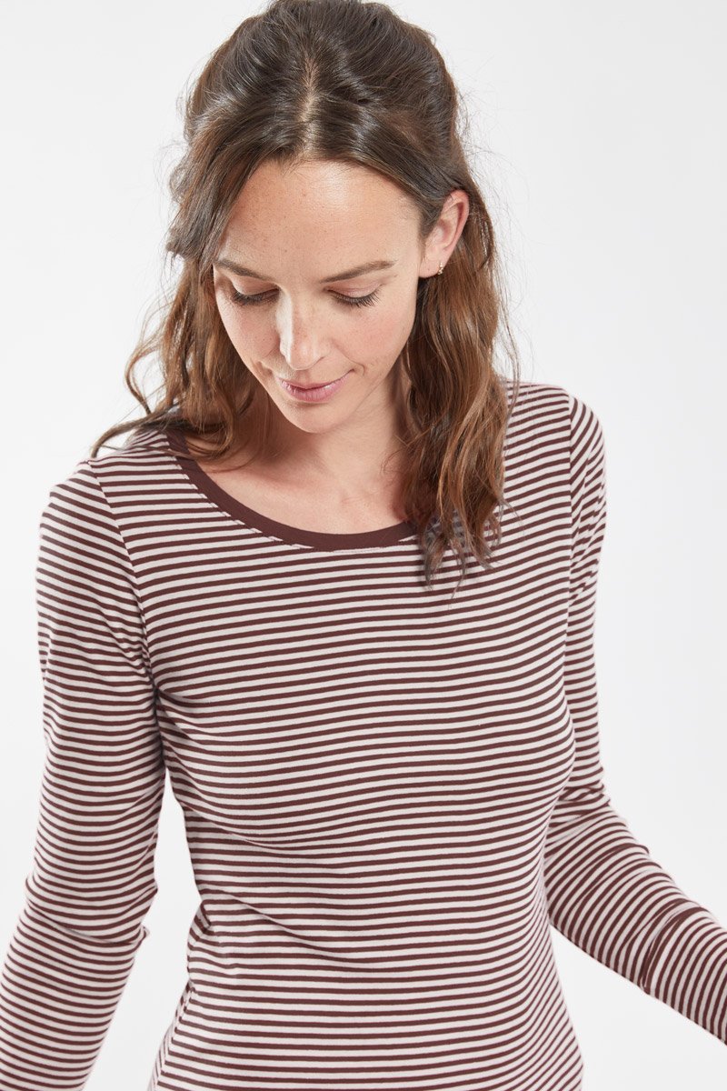 T-shirt rayé à manches longues - coton