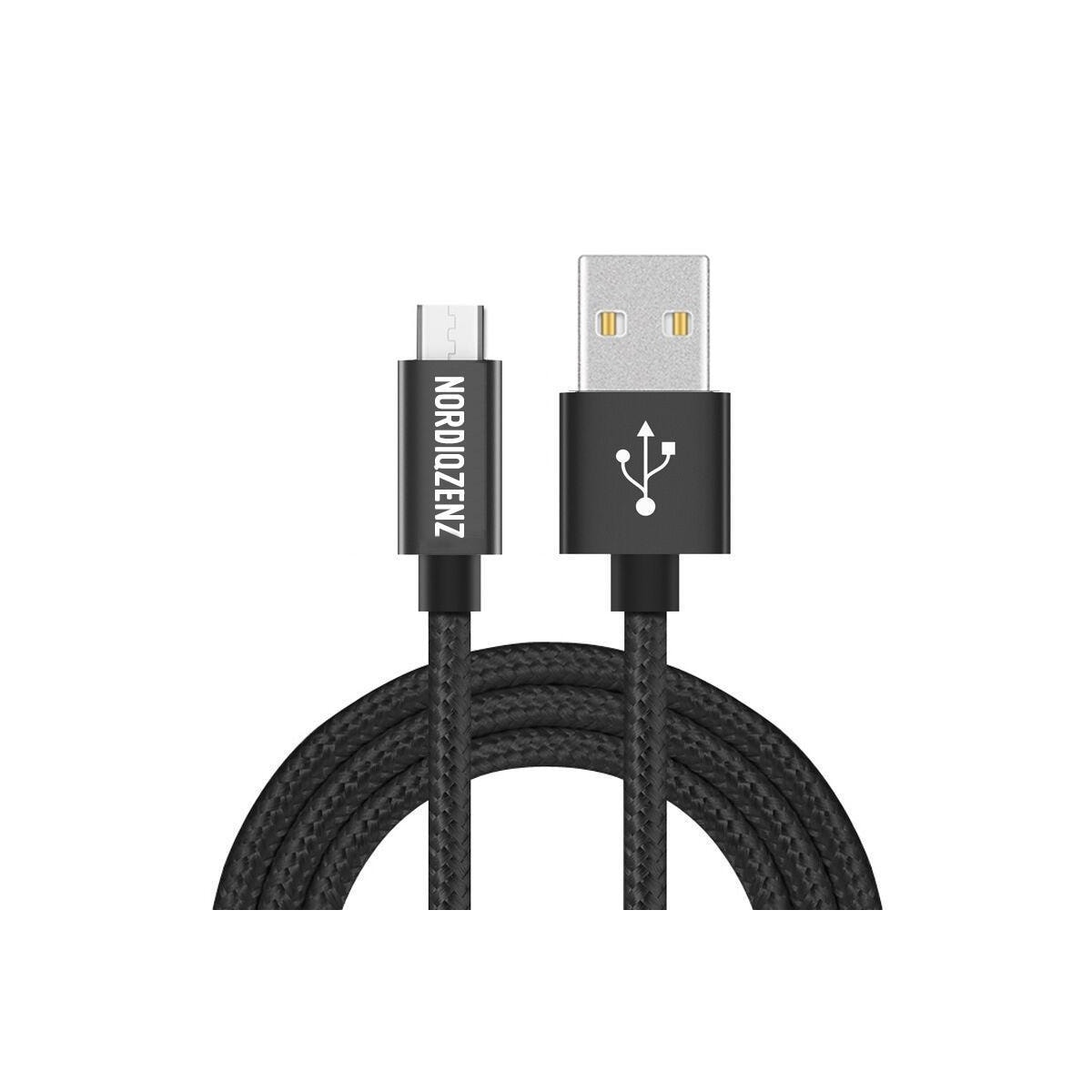 NORDIQZENZ Micro-USB Tekstilkabel, 1,5 m, svart