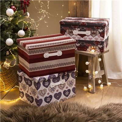 Boîtes de rangement décor chalet - set de 3