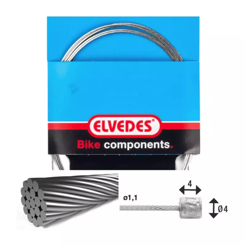 ELVEDES Cable de transmission 3 000mm 1x19 fils Stainless diamètre 1,1mm avec tete N diamètre 4x4